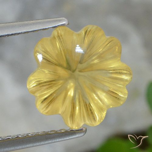 3.07ct Natürlicher hellgelb Citrin, Blumen-Schliff, Transparent