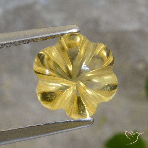 1.73ct Natürlicher Hell Gold Citrin, Blumen-Schliff, Transparent