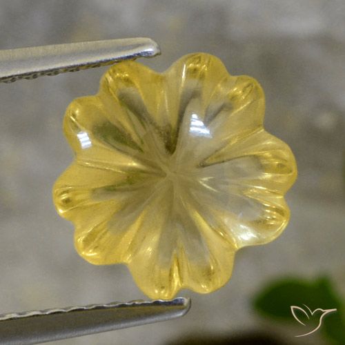2.53ct Natürlicher Mittelgelb Citrin, Blumen-Schliff, Transparent
