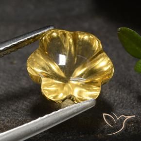 9,17 ctw natürlicher Dunkel gelb Citrin, Blumen-Schliff, Transparent