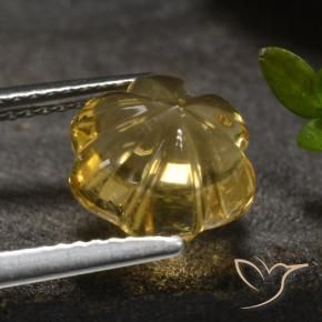 9,17 ctw natürlicher Dunkel gelb Citrin, Blumen-Schliff, Transparent