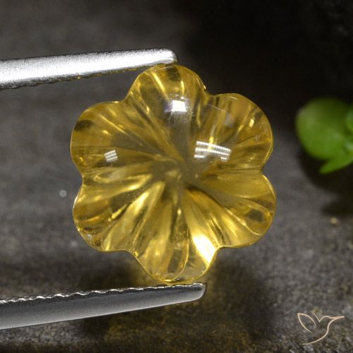 4.38ct Natürlicher Gold-Orange Citrin, Blumen-Schliff, Transparent