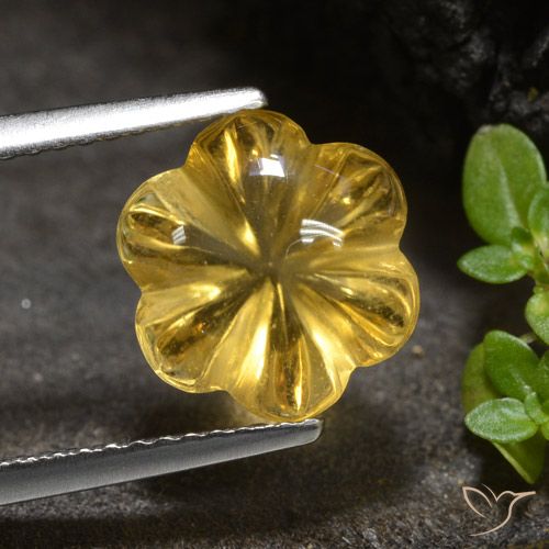 3.34ct Natürlicher Mittelgold Citrin, Blumen-Schliff, Transparent