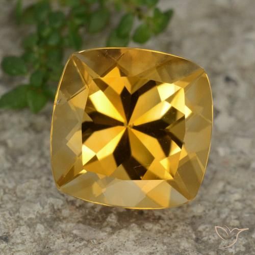 3.69ct Natürlicher Tiefes Goldorange Citrin, Kissen, VVS-VS