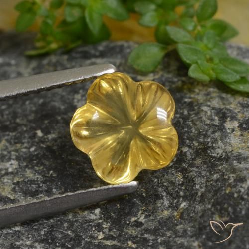 1.67ct Natürlicher Dunkel gelb Citrin, Blumen-Schliff, Transparent