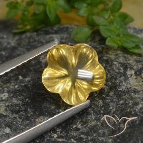 9,17 ctw natürlicher Dunkel gelb Citrin, Blumen-Schliff, Transparent
