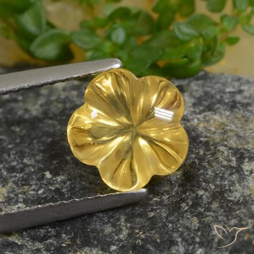 2.07ct Natürlicher Honiggelb Citrin, Blumen-Schliff, Transparent