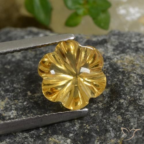 1.99ct Natürlicher Tiefes Gold Citrin, Blumen-Schliff, Transparent