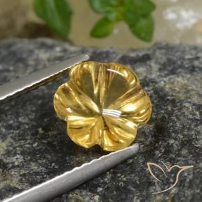 9,17 ctw natürlicher Tiefes Gold Citrin, Blumen-Schliff, Transparent