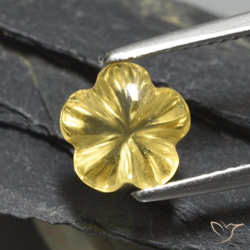 1.97ct Natürlicher Hell Gold Citrin, Blumen-Schliff, Transparent