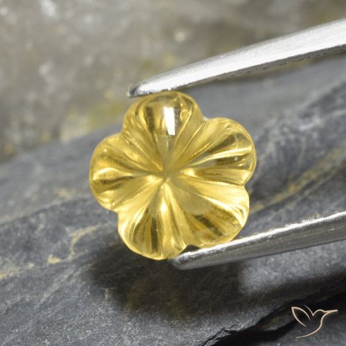 2.19ct Natürlicher Helles Gold-Gelb Citrin, Blumen-Schliff, Transparent