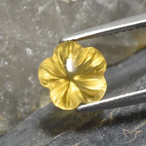 2.30ct Natürlicher Hell Gold Citrin, Blumen-Schliff, Transparent