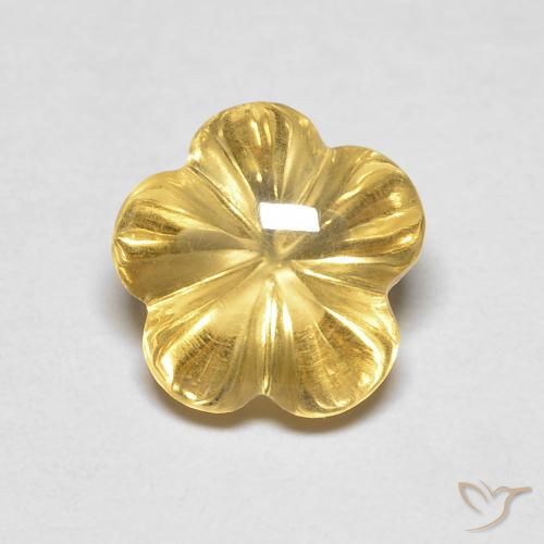 2.11ct Natürlicher Dunkel gelb Citrin, Blumen-Schliff, Transparent