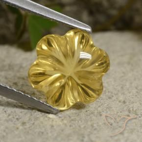 9,17 ctw natürlicher Dunkel gelb Citrin, Blumen-Schliff, Transparent