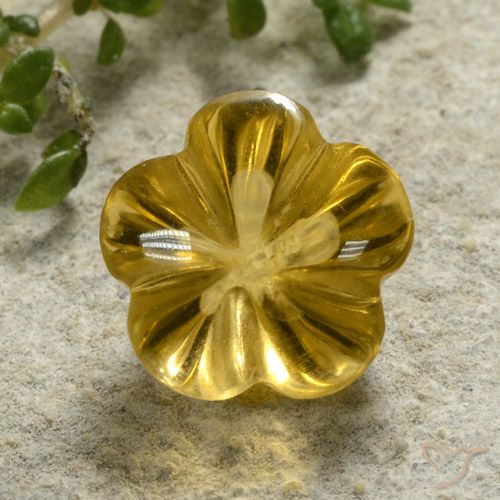2.34ct Natürlicher Gold-Orange Citrin, Blumen-Schliff, Transparent