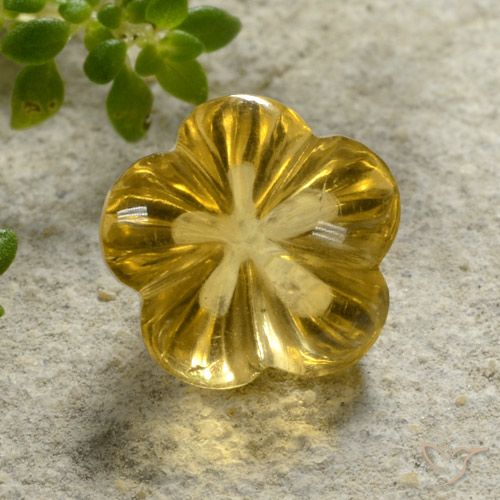2.18ct Natürlicher Dunkel gelb Citrin, Blumen-Schliff, Transparent
