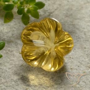 9,17 ctw natürlicher Dunkel gelb Citrin, Blumen-Schliff, Transparent