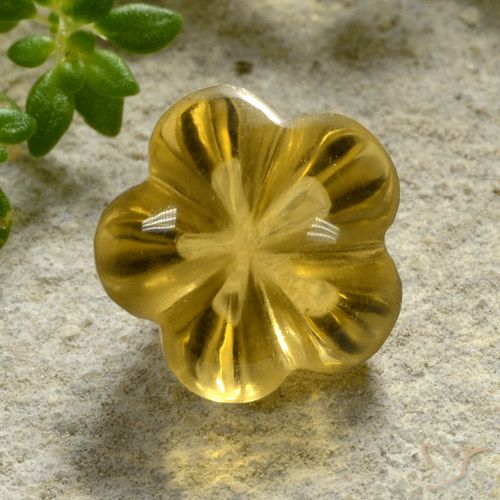 2.52ct Natürlicher Honiggelb Citrin, Blumen-Schliff, Transparent