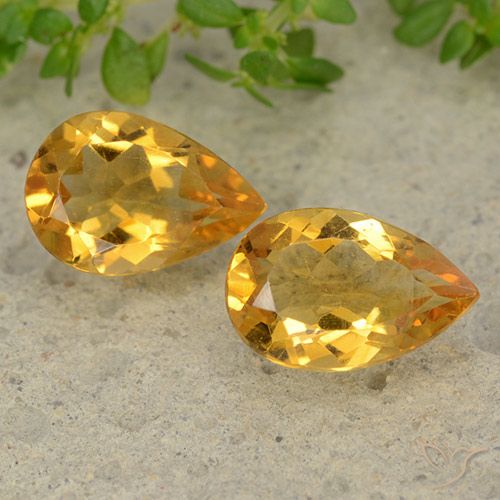 2.14ctw Natürlicher Tiefes Goldorange Citrin, Birnenform, VVS-VS