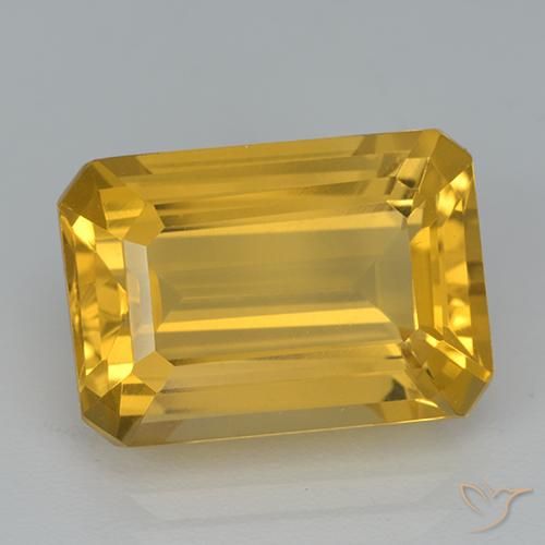 6.99ct Natürlicher Mittelgold Citrin, Smaragdschliff, VVS