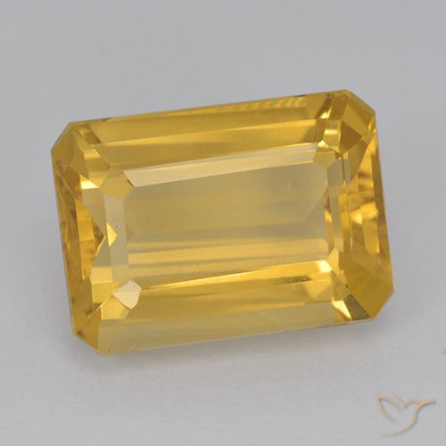 6.72ct Natürlicher Mittelgold Citrin, Smaragdschliff, VVS-VS