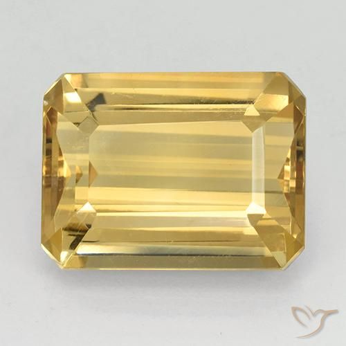 11.46ct Natürlicher Golden Citrin, Smaragdschliff, VVS