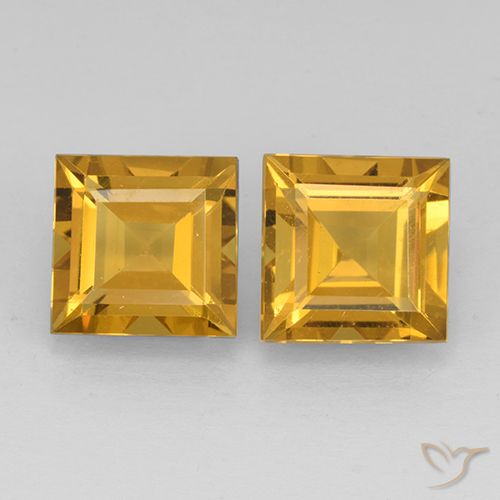 4.68ctw Natürlicher Tiefes Goldorange Citrin, Quadrat, VVS-VS