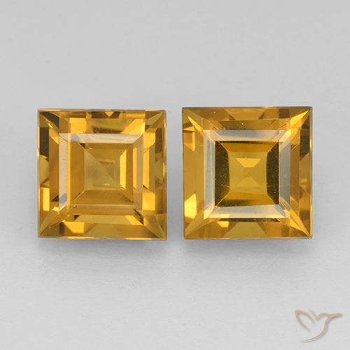 5.06ctw Natürlicher Tiefes Goldorange Citrin, Quadrat, VVS-VS
