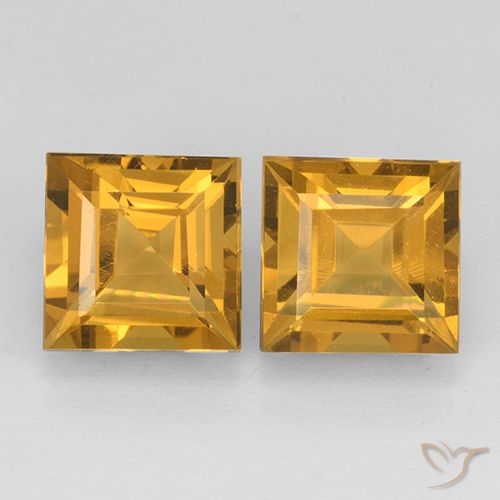 5.20ctw Natürlicher Dunkelgolden Citrin, Quadrat, VVS-VS