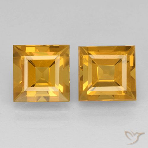 4.91ctw Natürlicher Tiefes Goldorange Citrin, Quadrat, VVS-VS