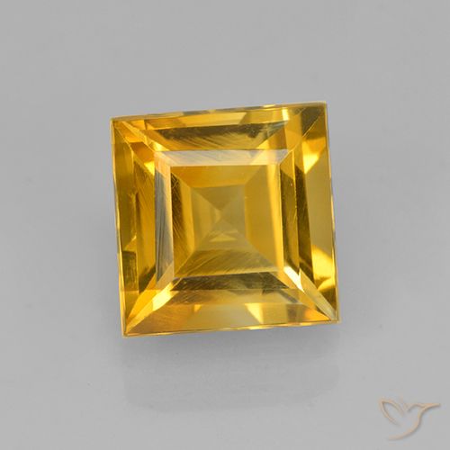 1.97ct Natürlicher Tiefes Goldorange Citrin, Quadrat, VVS-VS