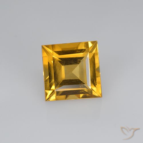 2.60ct Natürlicher Tiefes Goldorange Citrin, Quadrat, VVS