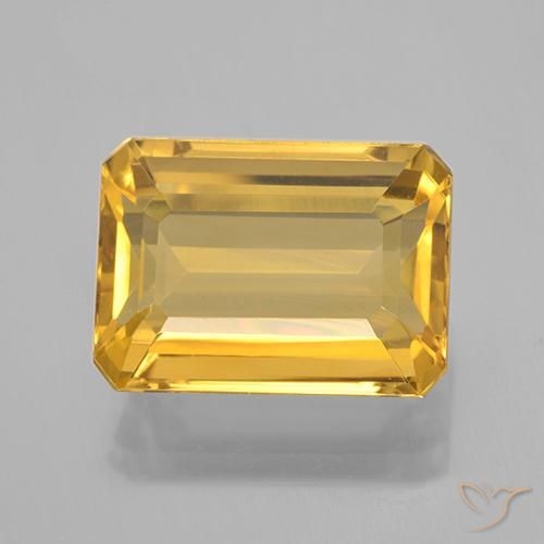 7.61ct Natürlicher Mittelgold Citrin, Smaragdschliff, VVS