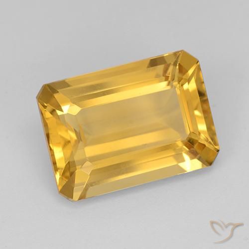 7.28ct Natürlicher Mittelgold Citrin, Smaragdschliff, VVS