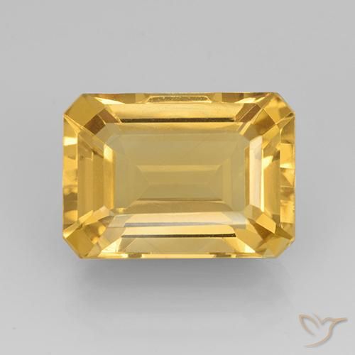 7.37ct Natürlicher Helles Gold Citrin, Smaragdschliff, VVS