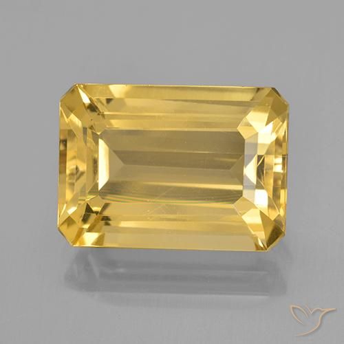 7.14ct Natürlicher Mittelgold Citrin, Smaragdschliff, VVS