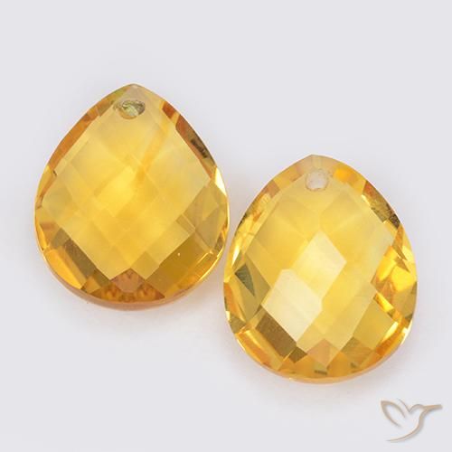 7.39ctw Natürlicher Mittelgold Citrin, Birnenform, VVS-VS