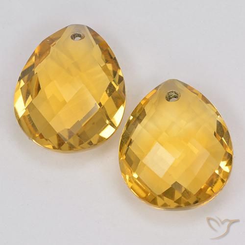 7.60ctw Natürlicher gold-orange Citrin, Birnenform, VVS-VS