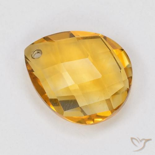 9,17 ctw natürlicher Tiefes Orange-Gold Citrin, Birnenform, VVS-VS