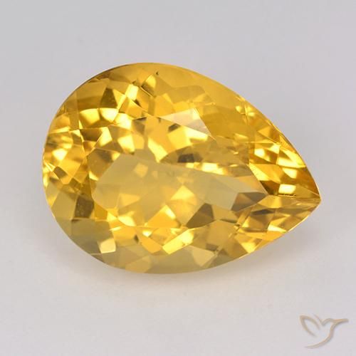 8.34ct Natürlicher Golden Citrin, Birnenform, VVS-VS