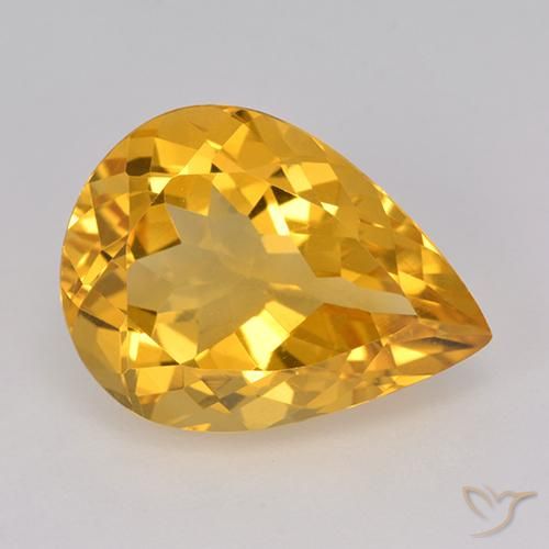 7.63ct Natürlicher Tiefes Goldorange Citrin, Birnenform, VVS-VS