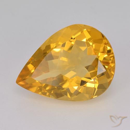 9,17 ctw natürlicher Tiefes Goldorange Citrin, Birnenform, VVS-VS