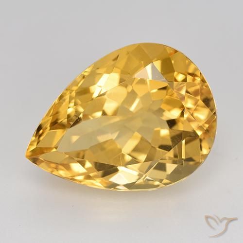 8.81ct Natürlicher Mittelgold Citrin, Birnenform, VVS-VS