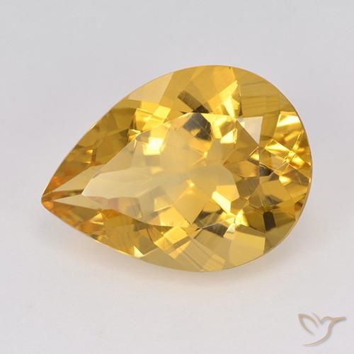 9,17 ctw natürlicher gold-orange Citrin, Birnenform, VVS-VS