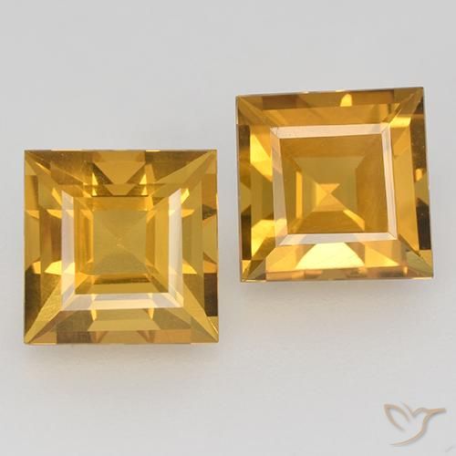 3.44ctw Natürlicher Tiefes Goldorange Citrin, Quadrat, VVS-VS