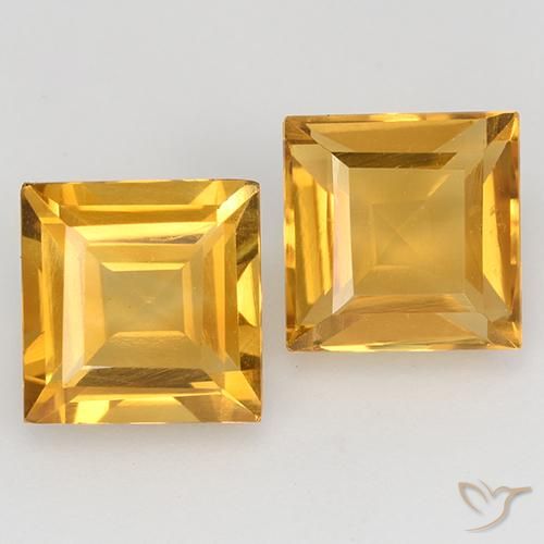 3.26ctw Natürlicher Tiefes Goldorange Citrin, Quadrat, VVS-VS