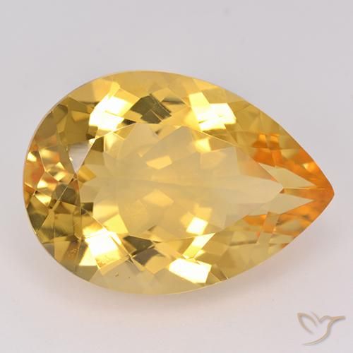 10.43ct Natürlicher Golden Citrin, Birnenform, VVS-VS