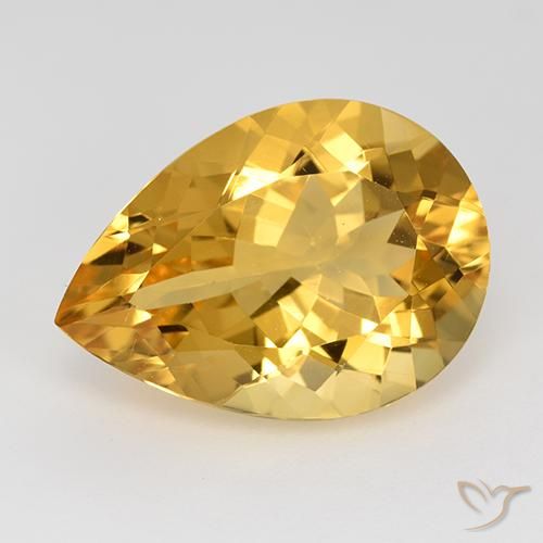 9.66ct Natürlicher Mittleres Gold Citrin, Birnenform, VVS-VS