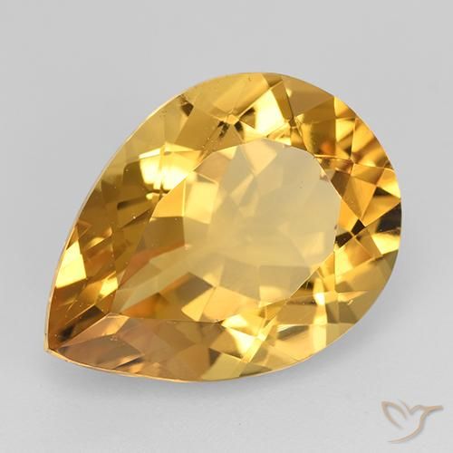 9,17 ctw natürlicher Orange-Gold Citrin, Birnenform, VVS-VS