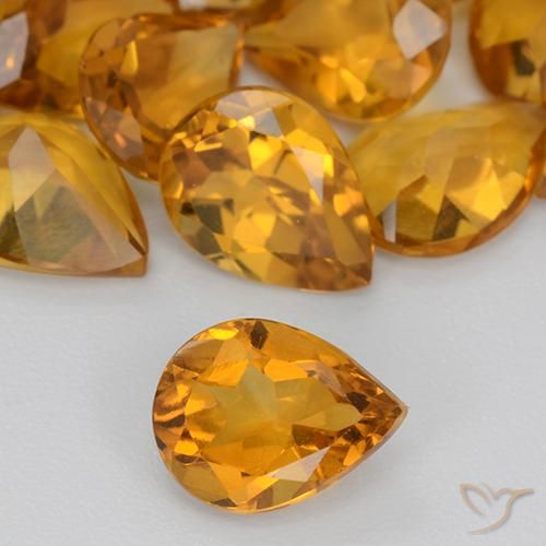 0.87ct Natürlicher Tiefes Orange-Gold Citrin, Birnenform, VS